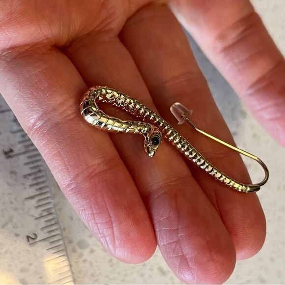 Python Snake Shaped Dramatic Ear Hooks Earrings - Picture 4 of 9